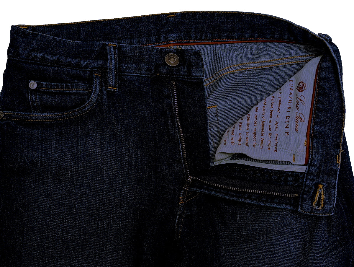 Loro Piana Jeans 32 Slim Dark Indigo Blue 5 Pocket Kurashiki