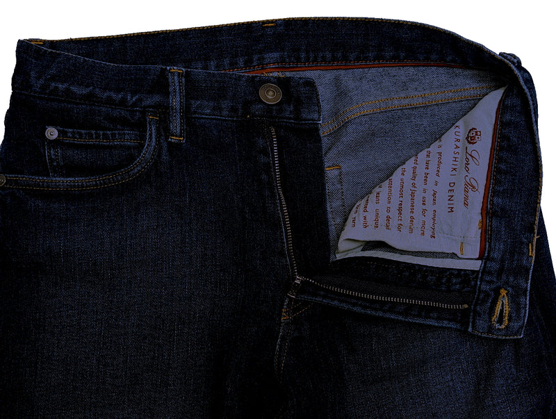 Loro Piana Jeans 32 Slim Dark Indigo Blue 5 Pocket Kurashiki Cotton Stretch Denim