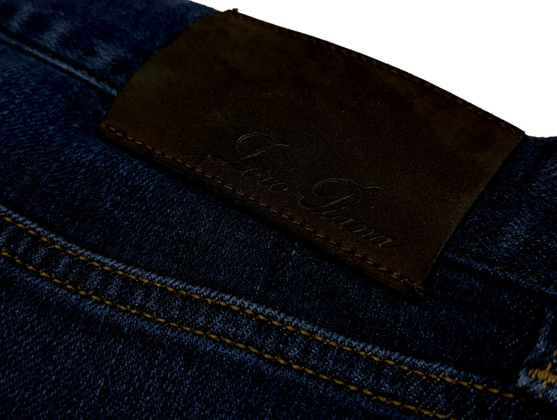 Loro Piana Jeans 32 Slim Dark Indigo Blue 5 Pocket Kurashiki Cotton Stretch Denim