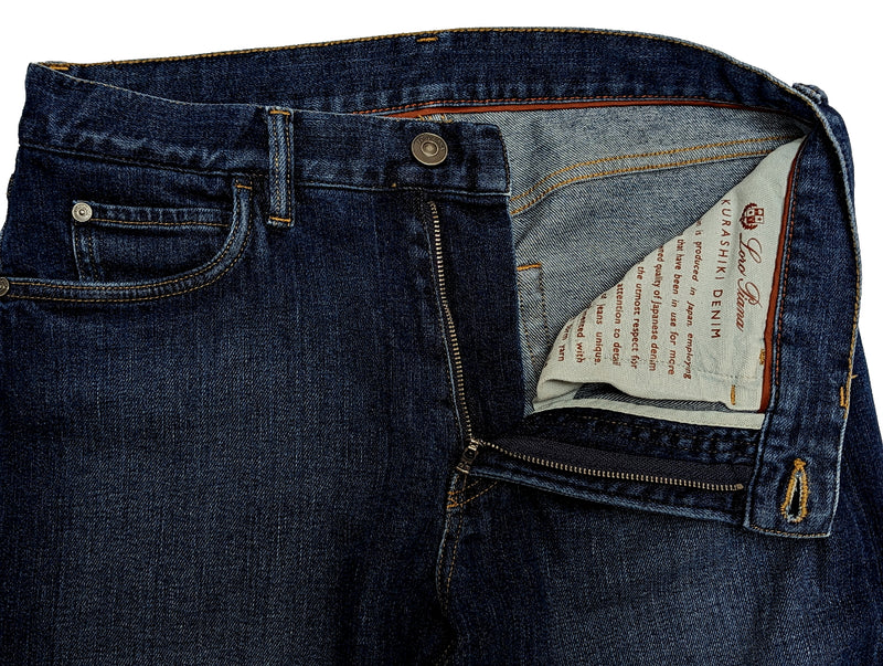 Loro Piana Jeans 32 Slim Indigo Blue 5 Pocket Kurashiki Cotton Stretch Denim