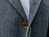 Loro Piana Sport Coat 41/42R Denim Blue Herringbone Linen/Silk