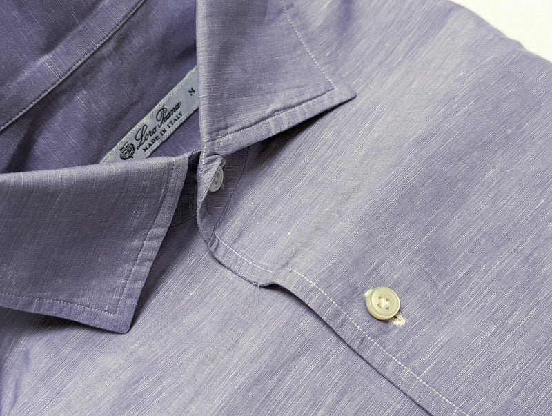 Loro Piana Shirt M Spread Collar Linen/Cotton