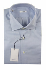 Mattabisch Shirt: 17.5, Solid light blue, spread collar, pure cotton