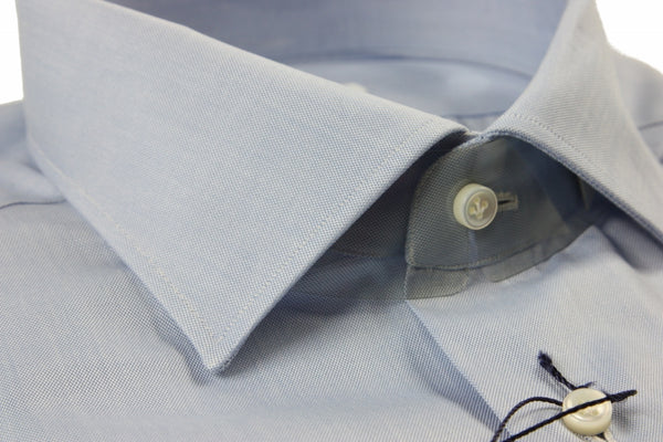 Mattabisch Shirt: 17.5, Solid light blue, spread collar, pure cotton