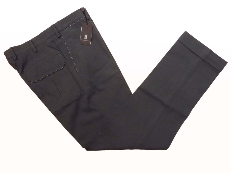 Marco Pescarolo Trousers: 34 Soft dark olive flat front cotton/cashmere