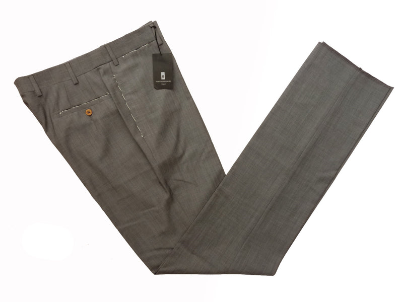 Marco Pescarolo Trousers: 34/35 Light Grey flat front wool/mohair