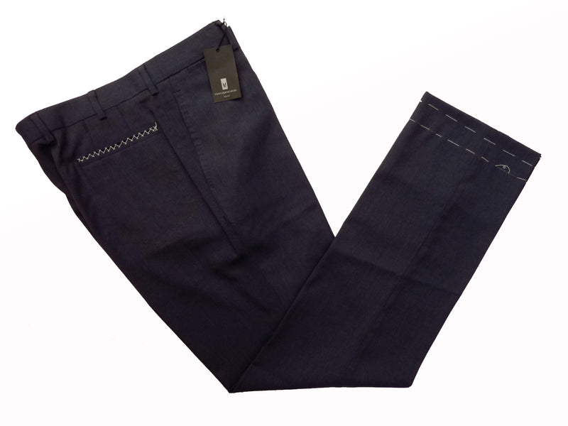Marco Pescarolo Trousers: 34, Dark blue weave, flat front, mohair