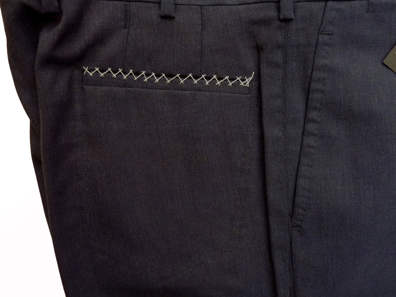 Marco Pescarolo Trousers: 34, Dark blue weave, flat front, mohair