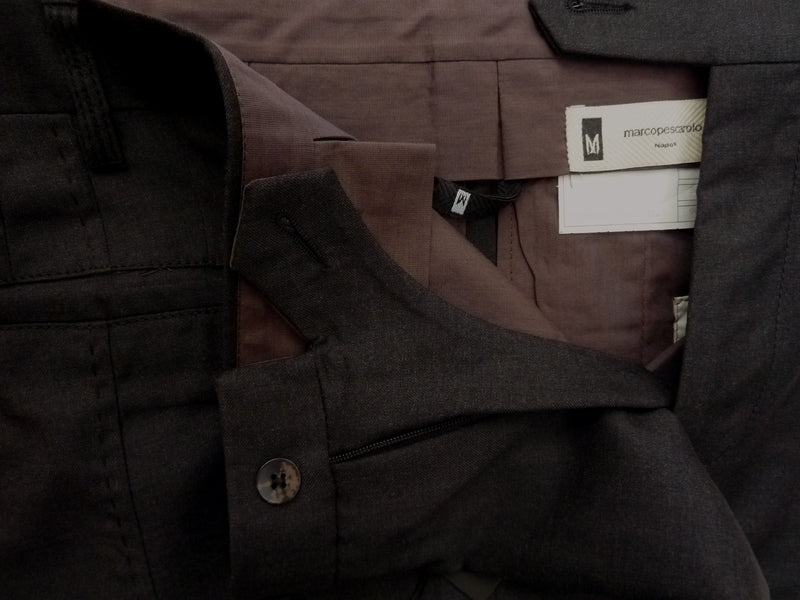 Marco Pescarolo Trousers: 34, Charcoal, flat front fashion stitch, superfine wool