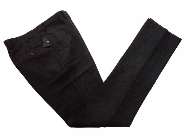 Marco Pescarolo Trousers: 34/35 Charcoal Grey flat front Heavy wool flannel