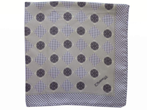 Marinella Pochette, Beige medallion pattern, pure silk