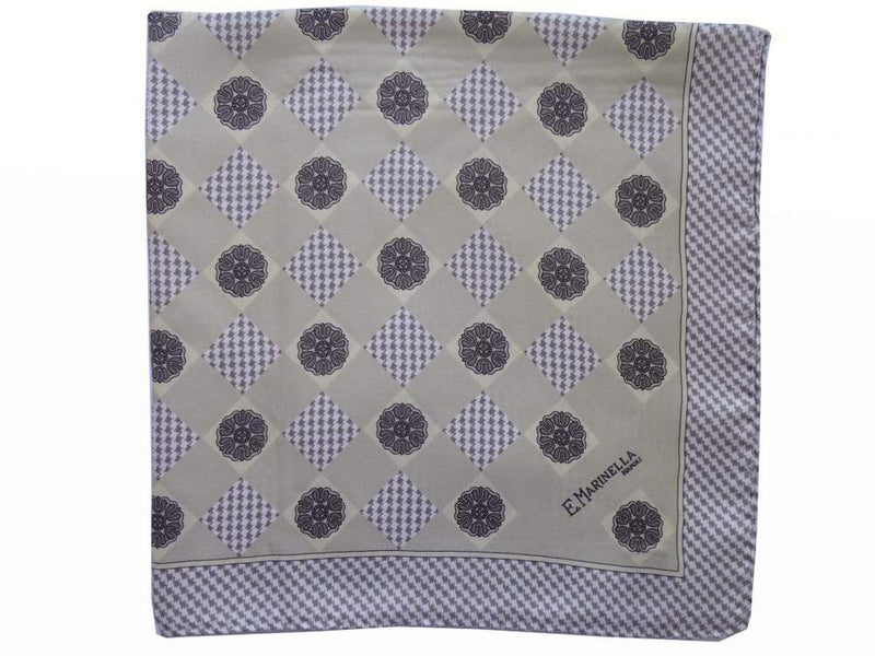 Marinella Pochette, Beige medallion pattern, pure silk