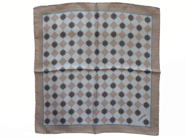 Marinella Pochette, Beige & light blue medallion pattern, pure silk