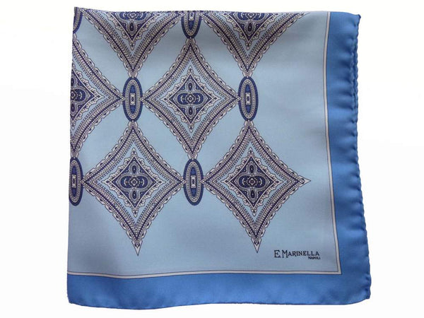Marinella Pochette, Light blue diamond pattern, pure silk