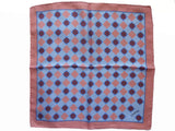 Marinella Pochette, Light blue & red medallion pattern, pure silk
