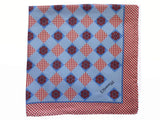 Marinella Pochette, Light blue & red medallion pattern, pure silk
