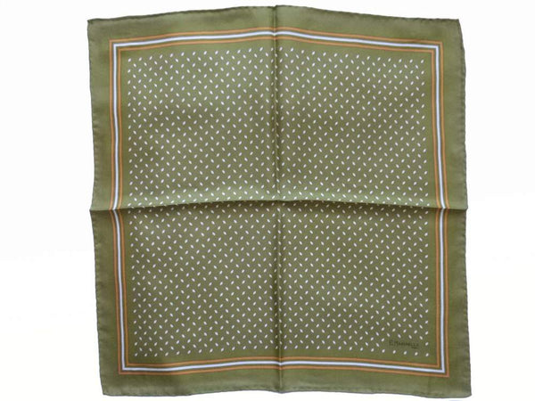 Marinella Pochette, Sage green neat pattern, pure silk