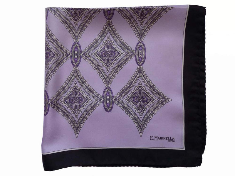 Marinella Pochette, Light purple diamond pattern, pure silk