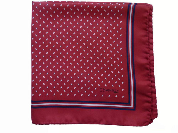 Marinella Pochette, Red neat pattern, pure silk