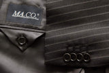 Caruso/MaCo Suit: 45R/46R, Charcoal with grey/white stripes, 3-button, pure wool