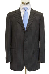 Caruso/MaCo Suit: 43R/44R, Charcoal grey with soft stripes, 3-button, 100's wool