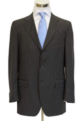 Caruso/MaCo Suit: 43R/44R, Charcoal grey with soft stripes, 3-button, 100's wool