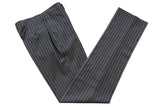 Caruso/Maco Suit: 38R, Grey with slate/white stripes, 3-button, 100's wool