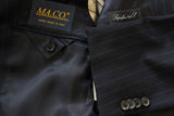 Caruso/MaCo Suit: 43R/44R, Midnight with cobalt stripes, 3-button, 100's wool