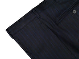 Caruso/MaCo Suit: 43R/44R, Midnight with cobalt stripes, 3-button, 100's wool