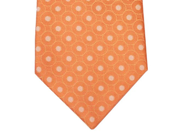 Mattabisch Tie, Peach circles with white dot pattern, pure silk