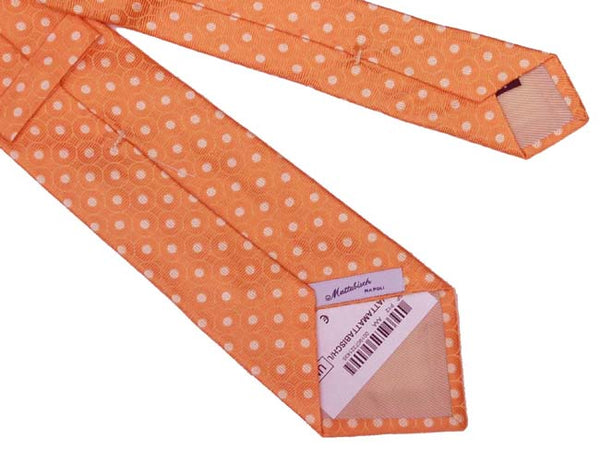 Mattabisch Tie, Peach circles with white dot pattern, pure silk