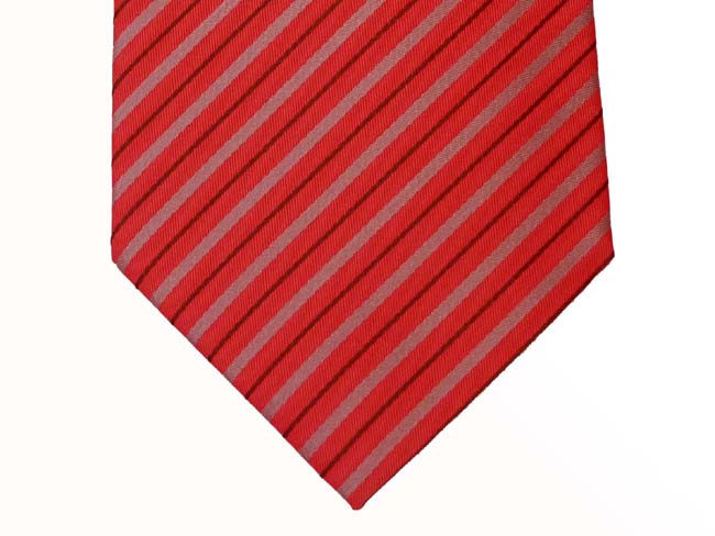 Mattabisch Tie, Orange with taupe/hunter stripes, pure silk