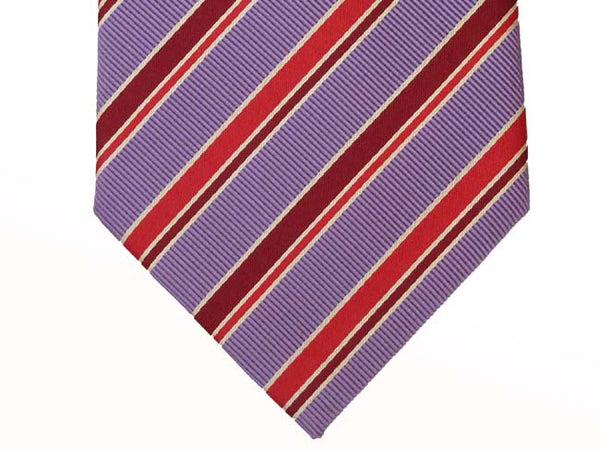 Mattabisch Tie, Purple with magenta/burgundy/white stripes, pure silk