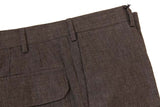 Marco Pescarolo Trousers: 34, Brown micro-check, flat front, pure linen