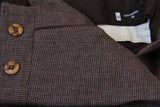 Marco Pescarolo Trousers: 34, Brown micro-check, flat front, pure linen
