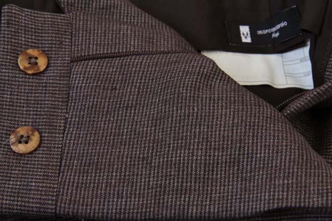 Marco Pescarolo Trousers: 34, Brown micro-check, flat front, pure linen