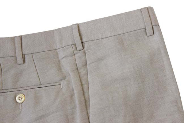 Marco Pescarolo Trousers: 34, Light beige subtle herringbone, flat front, linen/cotton