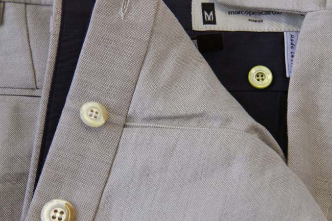 Marco Pescarolo Trousers: 34, Light beige subtle herringbone, flat front, linen/cotton