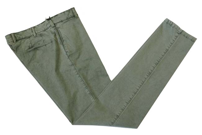 Marco Pescarolo Trousers: 35/36, Washed greenish grey, flat front, cotton/elastane