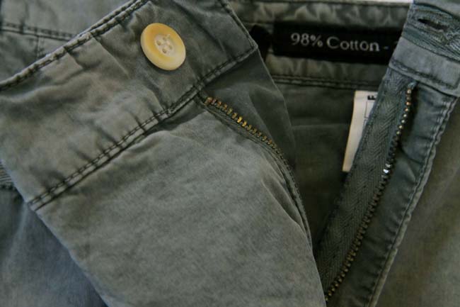 Marco Pescarolo Trousers: 35/36, Washed greenish grey, flat front, cotton/elastane