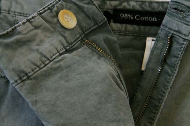Marco Pescarolo Trousers: 33/34, Washed greenish grey, flat front, cotton/elastane