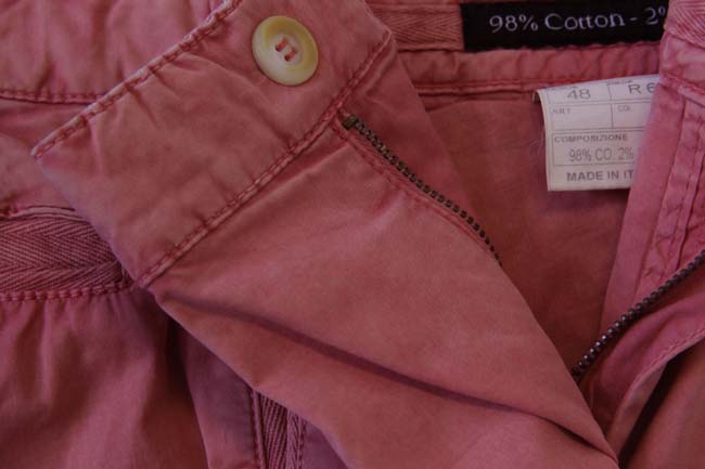 Marco Pescarolo Trousers: 33/34, Washed faded red, flat front, cotton/elastane
