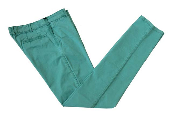 Marco Pescarolo Trousers: 34, Washed light teal green, flat front, cotton/elastane