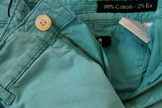 Marco Pescarolo Trousers: 34, Washed light teal green, flat front, cotton/elastane