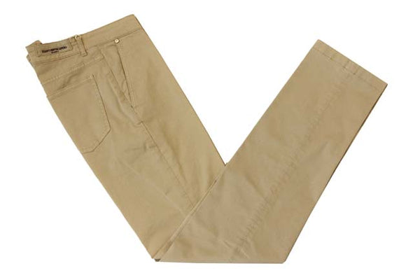 Marco Pescarolo Trousers: 32, Light tan, flat front, cotton/elastane