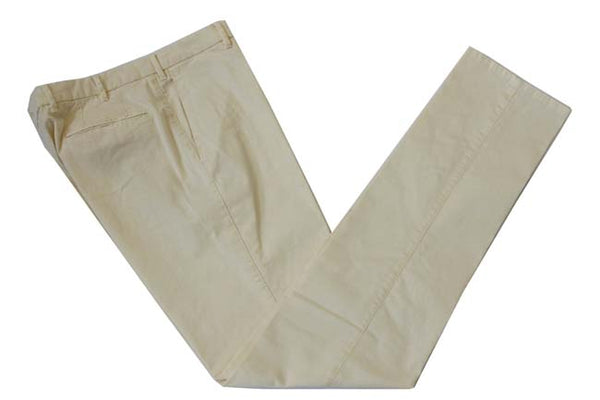 Marco Pescarolo Trousers: 34, Washed light stone, flat front, cotton/elastane