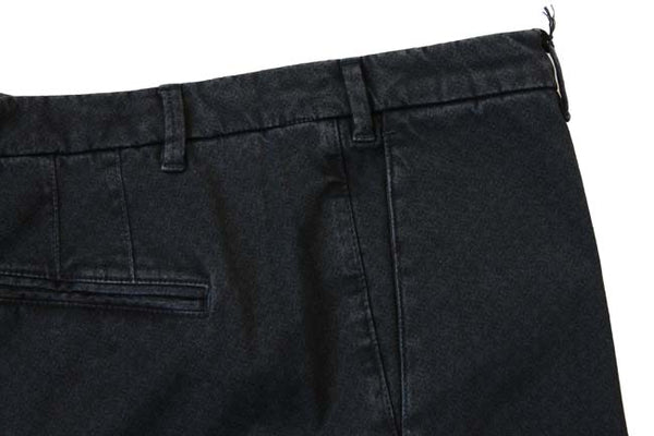 Marco Pescarolo Trousers: 38/39, Dark faded blue patterned, flat front, cotton/elastane