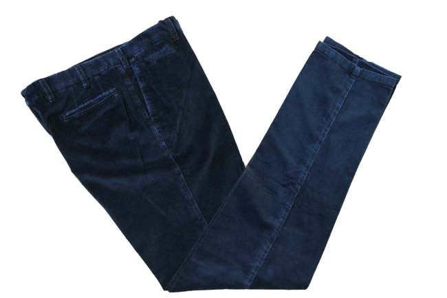 Marco Pescarolo Trousers: 34, Blue Velvet, off seam pockets, 100% Cotton