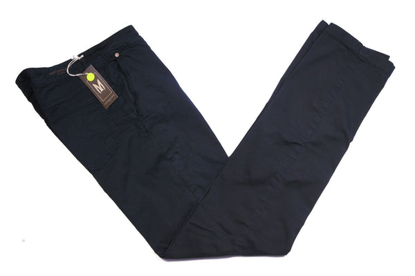 Marco Pescarolo Trousers: 31, Navy blue Flat front cotton/elastane