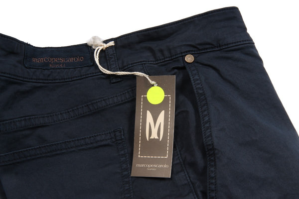 Marco Pescarolo Trousers: 32, Navy blue Flat front cotton/elastane